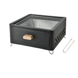 Black Portable Japanese Style Tabletop Charcoal Grill - Compact Hibachi BBQ for Outdoor Camping & Patio