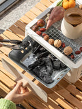 Black Portable Japanese Style Tabletop Charcoal Grill - Compact Hibachi BBQ for Outdoor Camping & Patio