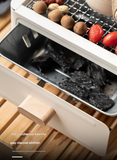Black Portable Japanese Style Tabletop Charcoal Grill - Compact Hibachi BBQ for Outdoor Camping & Patio