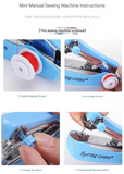 2 Pcs White Portable Mini Handheld Sewing Machine - Manual Stitching Tool for Quick Fabric Repairs