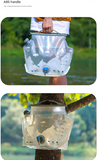 1 Piece Grey 8L Foldable Water Bag - Large Capacity Portable Water Carrier with Spigot for Camping & Outdoors