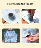 2 Pcs Grey 8L Foldable Water Bag - Large Capacity Portable Water Carrier with Spigot for Camping & Outdoors