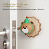 3 Pcs (Pink + Brown + Yellow) Adorable Bear Wall Protector - Multi-Use Self-Adhesive Door Stopper Bumper