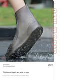 2 Pcs Size 2XL Dark Grey Reusable Waterproof Shoe Covers - Heavy Duty Non-Slip Rain Boot Protectors
