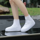 2 Pcs Size S White Reusable Waterproof Shoe Covers - Heavy Duty Non-Slip Rain Boot Protectors