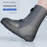 2 Pcs Size M White Reusable Waterproof Shoe Covers - Heavy Duty Non-Slip Rain Boot Protectors