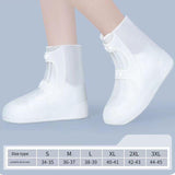 2 Pcs Size M White Reusable Waterproof Shoe Covers - Heavy Duty Non-Slip Rain Boot Protectors