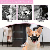 3 Pcs Size L Black Breathable Mesh Dog Muzzle - Soft & Comfortable Guard to Prevent Biting, Allows Panting and Drinking