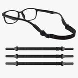 10-Pack Adjustable Sport Eyewear Retainer Straps - Black Anti-Slip Glasses Cord 210mm (Stretches to 320mm)