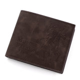 3-PCS Dark Brown Menbense Fashion Leather Wallet Set - Vintage Hunter Design Bi-Fold Wallet with Card Slots