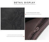 3-PCS Blue Menbense Fashion Leather Wallet Set - Vintage Hunter Design Bi-Fold Wallet with Card Slots