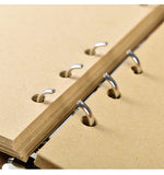 2PCS Green Vintage A5 PU Leather Journal with Leaf Charm - Ring Bound Refillable Notebook Set