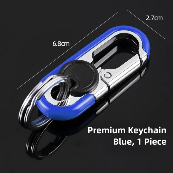 Blue Durable Zinc Alloy Carabiner Keychain – Secure Twist Lock & Dual Key Rings