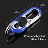 3pc Blue Durable Zinc Alloy Carabiner Keychain – Secure Twist Lock & Dual Key Rings