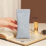 3-Pieces PU Blue Leather Glasses Pouch(18 * 8 CM) – Water Resistant, Soft Lining, Snap Closure, Universal Storage