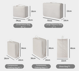 6-Piece Off-White Memory Fabric Travel Compression Packing Cubes Set - Waterproof, Anti-Wrinkle Luggage Organizer & Space Saver