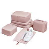 6-Piece Pink Memory Fabric Travel Compression Packing Cubes Set - Waterproof, Anti-Wrinkle Luggage Organizer & Space Saver