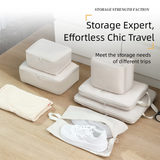 6-Piece Blue Memory Fabric Travel Compression Packing Cubes Set - Waterproof, Anti-Wrinkle Luggage Organizer & Space Saver