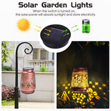 2-Pack Decorative Solar Hummingbird Lantern(11x11x17CM) - Waterproof Hanging Iron Art Outdoor Projection Light for Garden and Patio (Up to 12 Hrs Illumination)