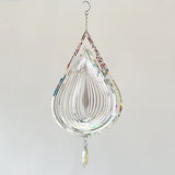 3D Silver Stainless Steel  Rose Water Drop Wind Chime (25x26CM) - Mirror Reflective Hanging Garden Art and Outdoor Decoration