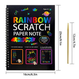 3-Pack DIY Rainbow Scratch Art Books Set - Neon Black Scratch Paper for Kids, Multi-Size (S, M, L) Creative Drawing & Fun