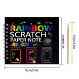 3-Pack DIY Rainbow Scratch Art Books Set - Neon Black Scratch Paper for Kids, Multi-Size (S, M, L) Creative Drawing & Fun