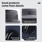 2-Pack Dark Grey Men's Adjustable Sun Protection Hat - Wide Brim, Deep Crown, Quick Dry Breathable Sun Cap with Neck Flap for Hiking & Outdoors