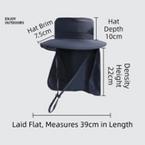 2-Pack Light Grey Men's Adjustable Sun Protection Hat - Wide Brim, Deep Crown, Quick Dry Breathable Sun Cap with Neck Flap for Hiking & Outdoors