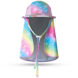 2-Pack Girls' Sun Protection Swim Cap Set - Cute Cartoon Rainbow Horse Pattern, Quick Dry Nylon Swimming & Wading Hat