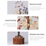Green Aventurine Natural Crystal Hand-woven Gemstone Money Tree Ornament (H: 23 cm) - Wind-Soothing Healing Stone Tree of Life, Wooden Stump and Stone Base