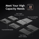 2-Pack Black Metal Thin Slim Men Women Pop Up Wallet (10.1 x 6.9 x 1.7 cm) - RFID Anti-theft Card Holder with box