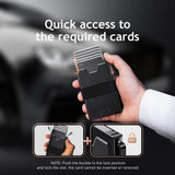 2-Pack Black Metal Thin Slim Men Women Pop Up Wallet (10.1 x 6.9 x 1.7 cm) - RFID Anti-theft Card Holder with box