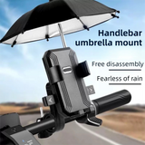 2-Pack Shock-Absorbing and Non-Slip Handlebar Phone Holder with Detachable Mini Umbrella - Waterproof & Windproof and Sunshade, 360° rotatable