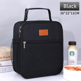 2-Pack Plaid Pattern Insulated Lunch Bag Set(Black & White) - Oxford Cloth Tote with Thermal Aluminum Foil, Large Capacity for Work and Picnic