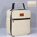 2-Pack Plaid Pattern Insulated Lunch Bag Set(Black & White) - Oxford Cloth Tote with Thermal Aluminum Foil, Large Capacity for Work and Picnic