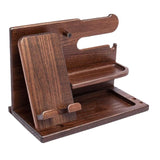 Wooden Multifunctional Home/Office Desktop Organizer and Phone Stand - with Charging Port Base and Key/Wallet Storage Space