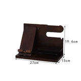 Wooden Multifunctional Home/Office Desktop Organizer and Phone Stand - with Charging Port Base and Key/Wallet Storage Space