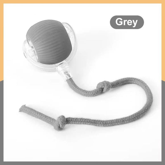 2-PCS Grey Automatic Interactive Cat Ball Toy with Rope - Durable & Bite-Resistant Pet Jump Ball for Self-Entertainment & Play