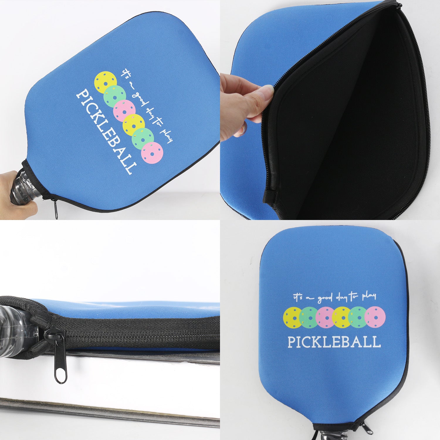 Black Neoprene Pickleball Paddle Cover Protective Case with Fun Graphic Design Durable Beach Tennis Racket Sleeve Bag for Table Tennis Paddles Shockproof Sports Equipment Storage(Style:1)