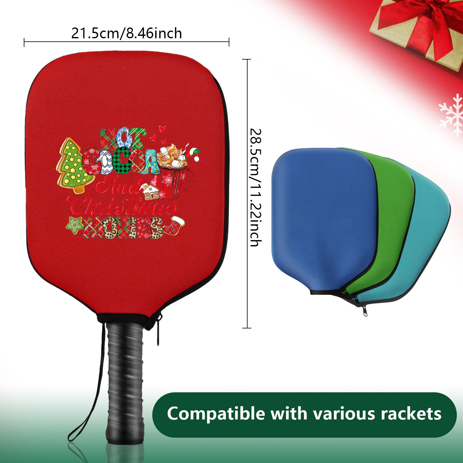 Black Neoprene Pickleball Paddle Cover Protective Case with Fun Graphic Design Durable Beach Tennis Racket Sleeve Bag for Table Tennis Paddles Shockproof Sports Equipment Storage(Style:4)