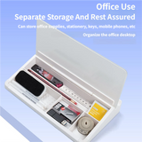 White Slanted Glass Memo Board & Desktop Organizer with 2 Markers & Residue-Free Eraser - Computer Keyboard Stand Dry Erase Notepad