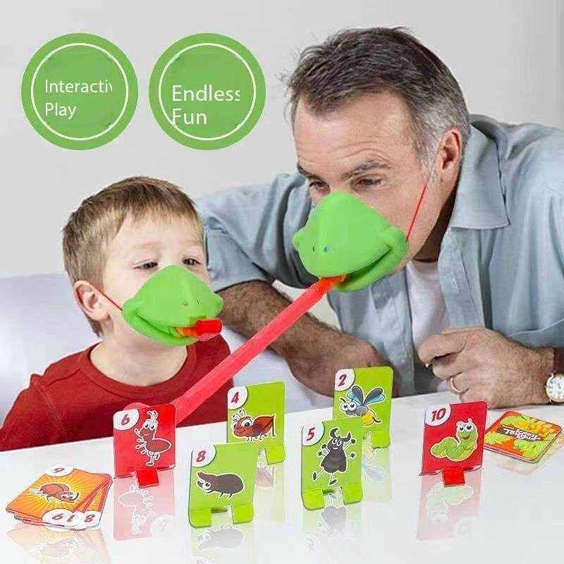 4 Player  Frog Tongue Game Lizard Mask Card Battle Family Board Game Parent-Child Interactive Party Game Silicone Material 4+ Years Educational Toy Memory Challenge