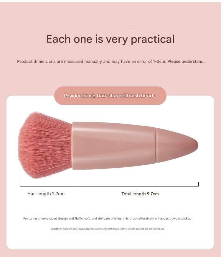 Red 5-Piece Compact Makeup Brush Set with Mirror - Synthetic Fibre Travel Case with Foundation, Powder & Blush Brushes - Portable Beauty Tool Kit for On-the-Go Touch-Ups