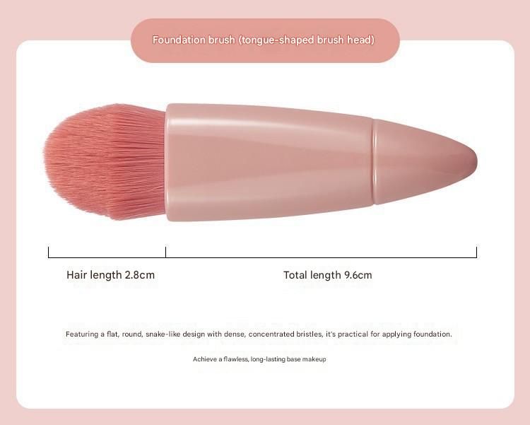 Red 5-Piece Compact Makeup Brush Set with Mirror - Synthetic Fibre Travel Case with Foundation, Powder & Blush Brushes - Portable Beauty Tool Kit for On-the-Go Touch-Ups