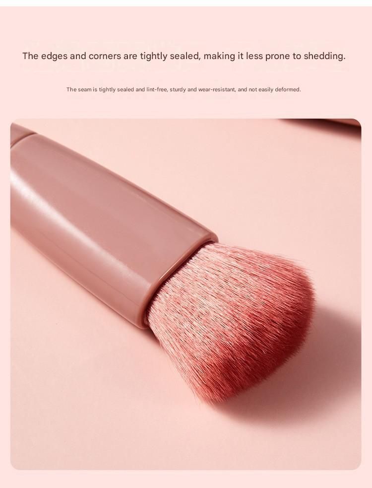 Red 5-Piece Compact Makeup Brush Set with Mirror - Synthetic Fibre Travel Case with Foundation, Powder & Blush Brushes - Portable Beauty Tool Kit for On-the-Go Touch-Ups