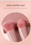 Pink 5-Piece Compact Makeup Brush Set with Mirror - Synthetic Fibre Travel Case with Foundation, Powder & Blush Brushes - Portable Beauty Tool Kit for On-the-Go Touch-Ups