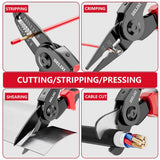Black and Red 5 in 1 Interchangeable Plier Tool Set - High Carbon Steel - Wire Stripper, Crimper, Cutter, Linesman Pliers, Shear - Multi-Purpose for Electricians, DIY, Home Repair, Compact & Durable