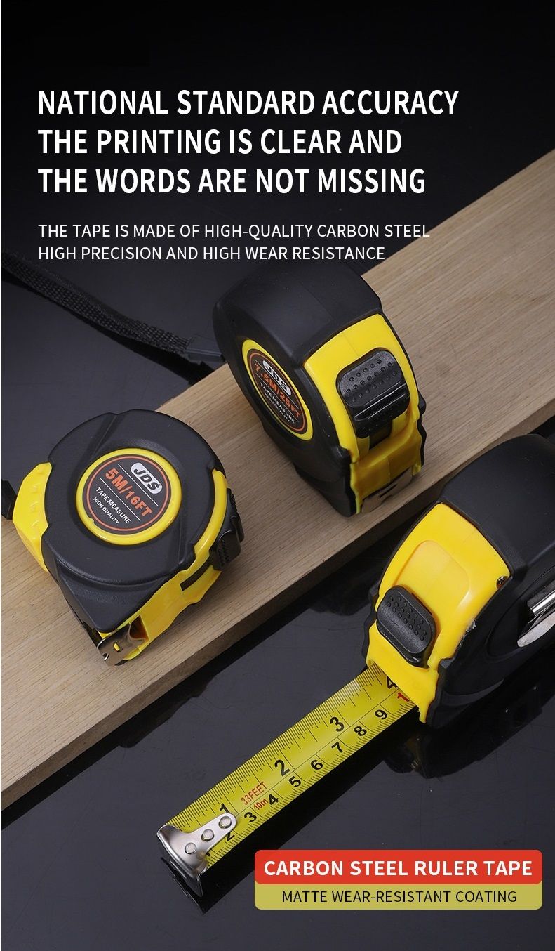 5M Heavy Duty Steel Tape Measure -  Metric & Imperial Dual Scale - High Carbon Steel Blade, Anti-Slip ABS+TPR Casing, Push-Button Lock, Wear-Resistant for Construction & DIY