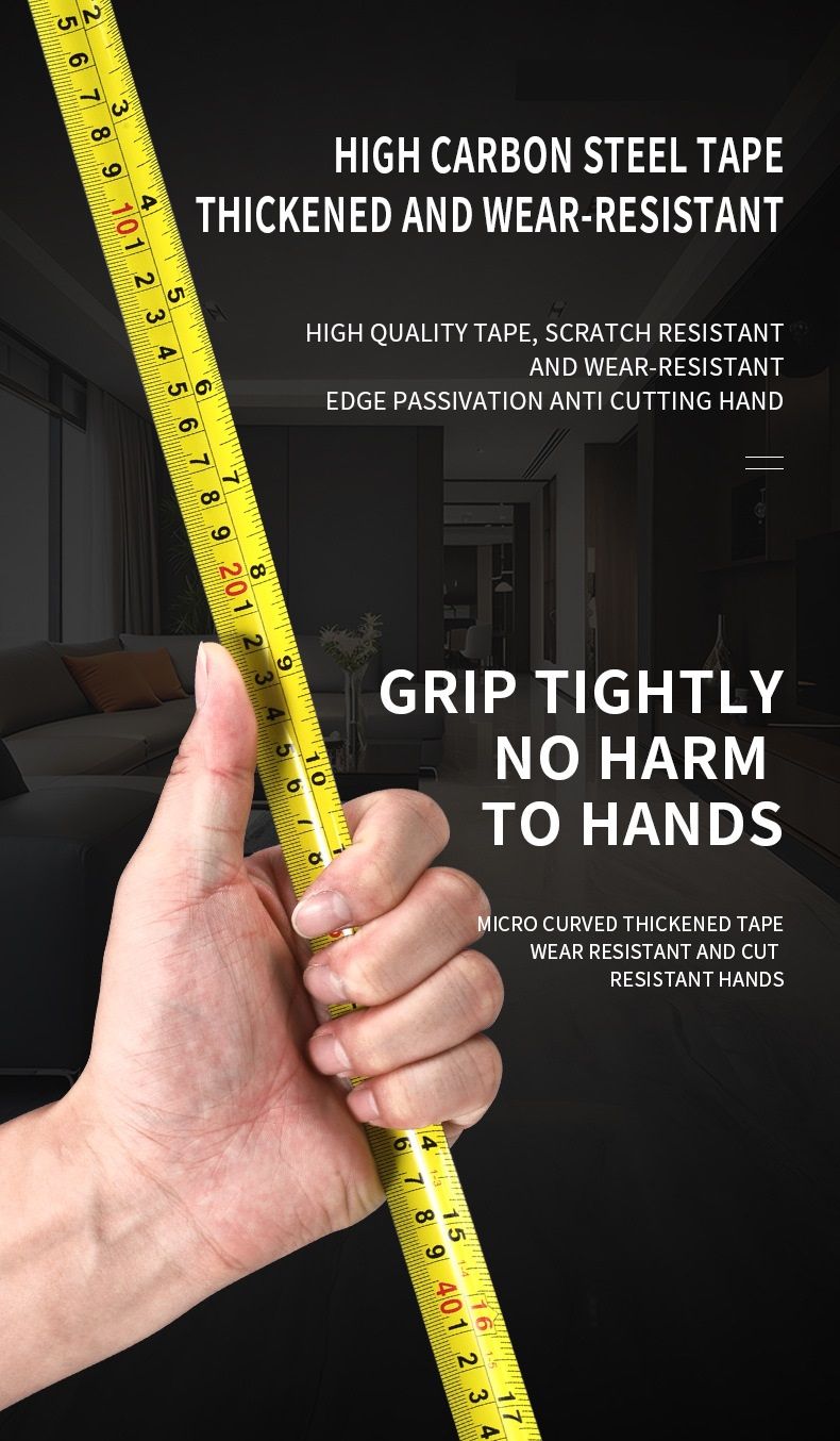 7.5M Heavy Duty Steel Tape Measure -  Metric & Imperial Dual Scale - High Carbon Steel Blade, Anti-Slip ABS+TPR Casing, Push-Button Lock, Wear-Resistant for Construction & DIY