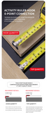 10M Heavy Duty Steel Tape Measure -  Metric & Imperial Dual Scale - High Carbon Steel Blade, Anti-Slip ABS+TPR Casing, Push-Button Lock, Wear-Resistant for Construction & DIY
